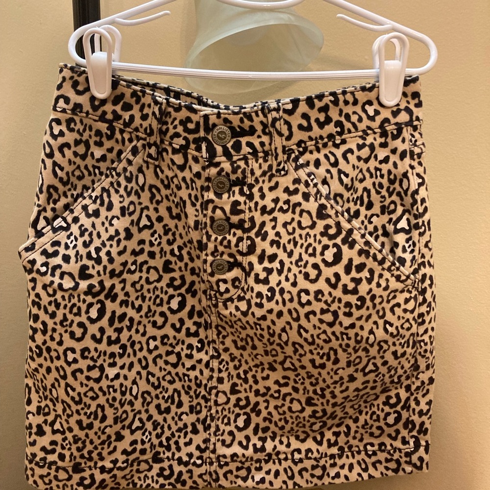 Hollister Leopard Print Denim Skirt-Size 0